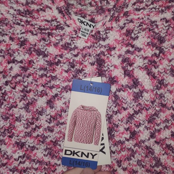 DKNY NEW Girls Pink Kids size L 14-16 Sweatshirt Hoodie Knit Warm Cozy - Picture 3 of 6